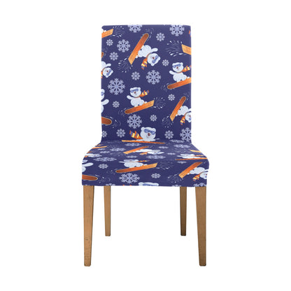 Snowboard Bear Print Design LKS305 Dining Chair Slipcover