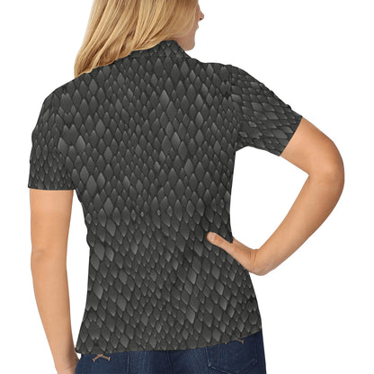 Snake Skin Black Print Women's Polo Shirt