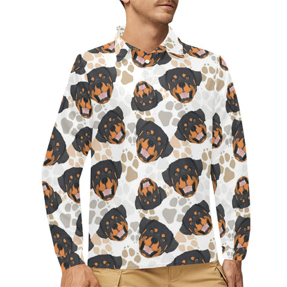 Rottweiler Pattern Print Design A03 Long Sleeve Polo Shirt For Men's