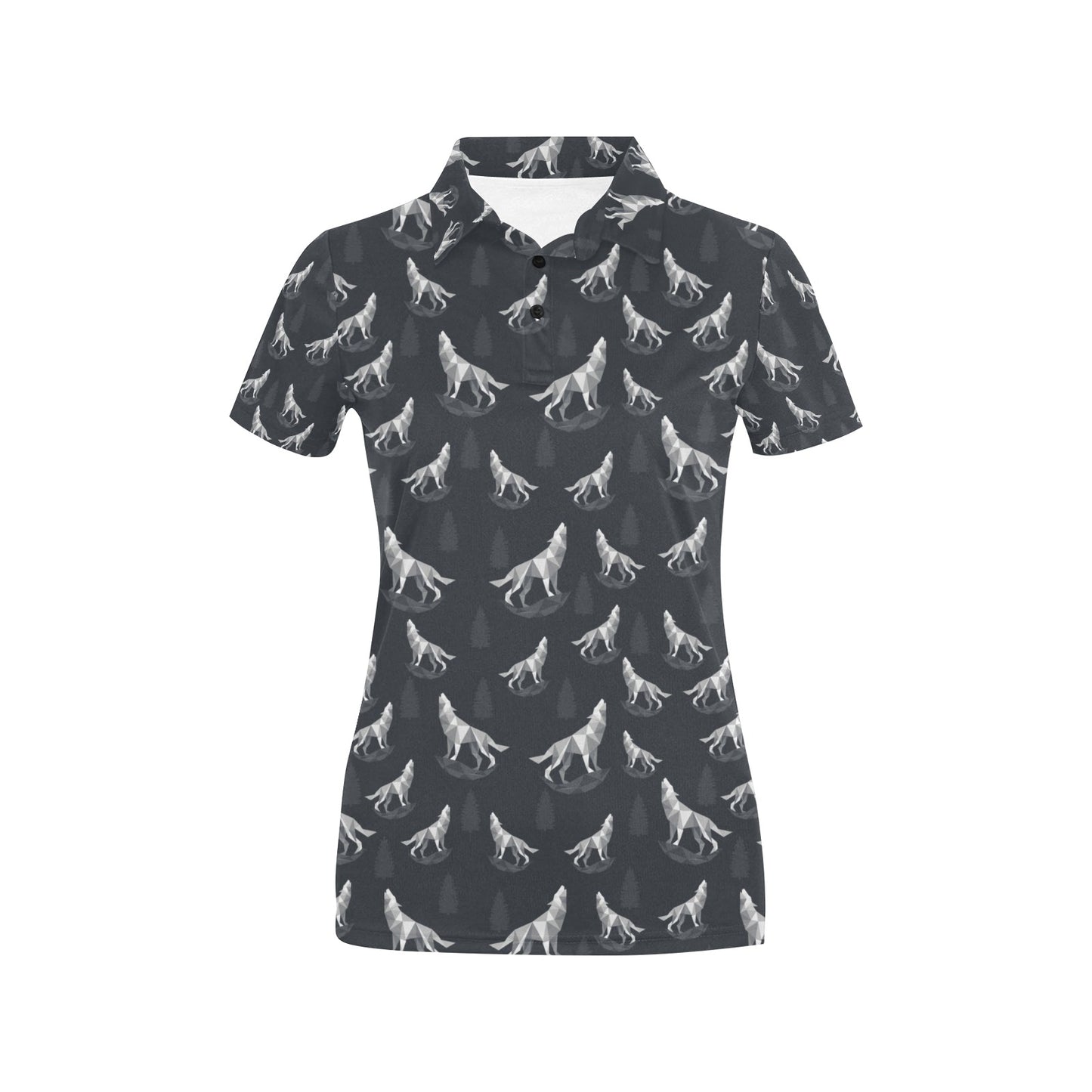 Wolf Print Design LKS303 Women's Polo Shirt