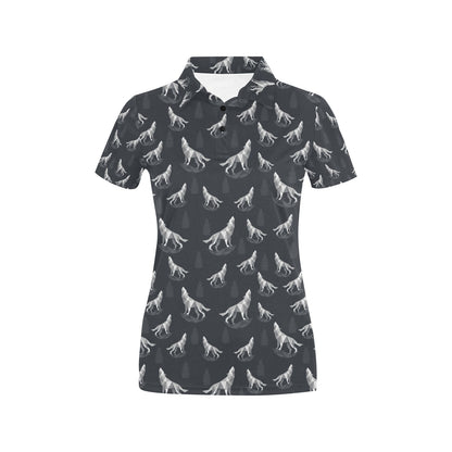 Wolf Print Design LKS303 Women's Polo Shirt