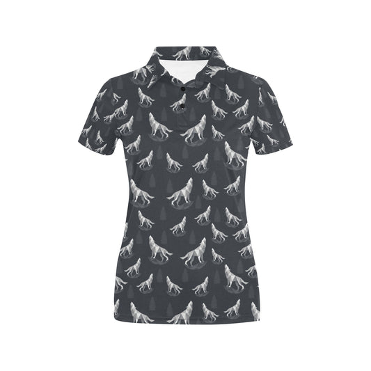 Wolf Print Design LKS303 Women's Polo Shirt