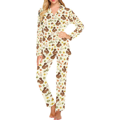 Squirrel Print Design LKS3010 Women's Long Pajama Set