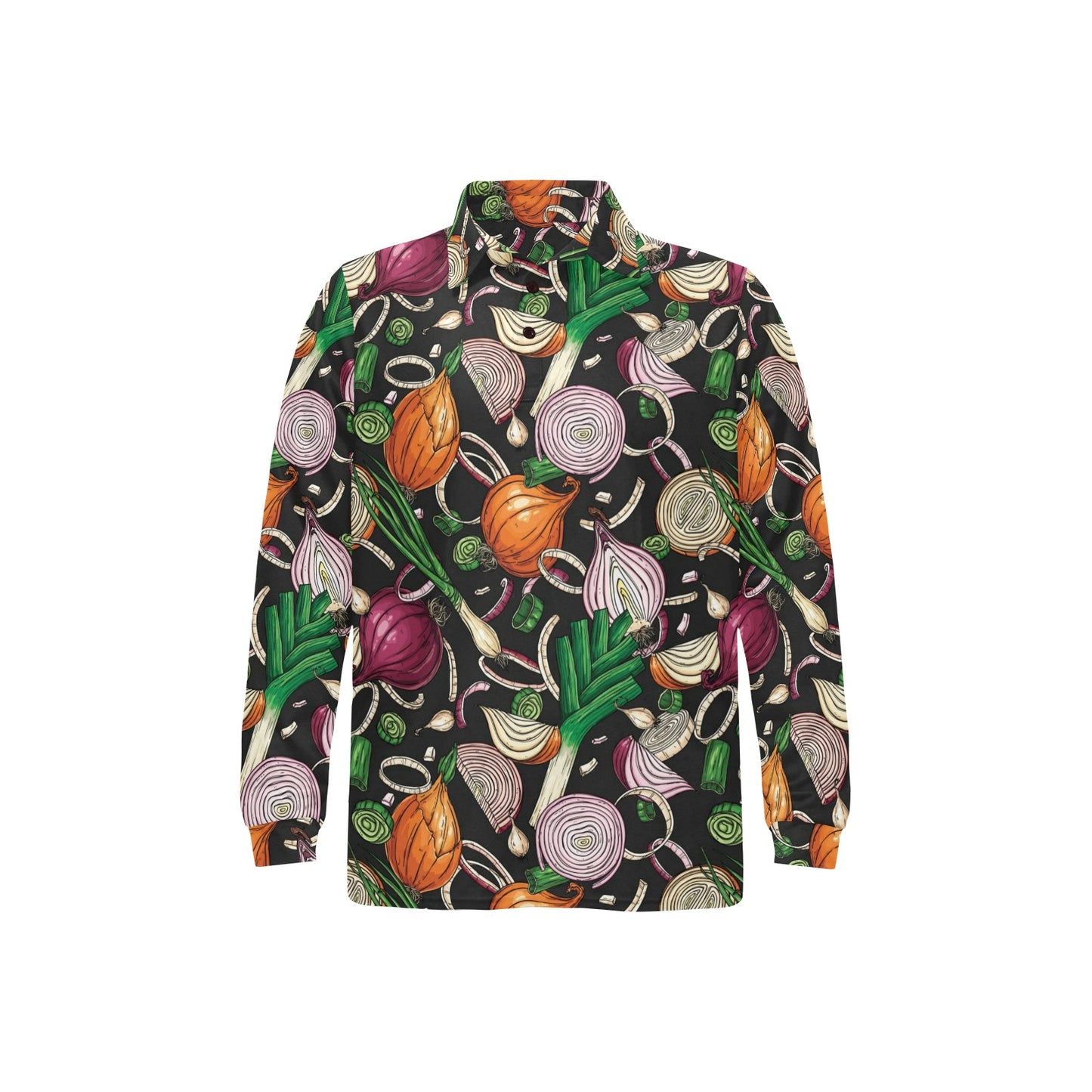 Onion Pattern Print Design A03 Long Sleeve Polo Shirt For Men's