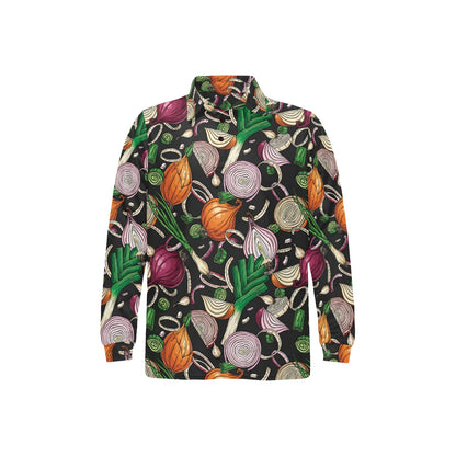 Onion Pattern Print Design A03 Long Sleeve Polo Shirt For Men's
