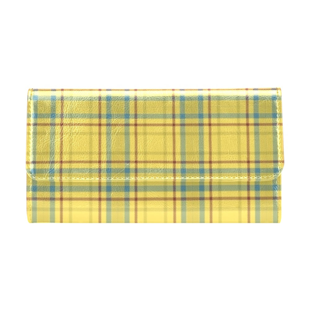 Tartan Yellow Print Design LKS301 Women's Trifold Wallet