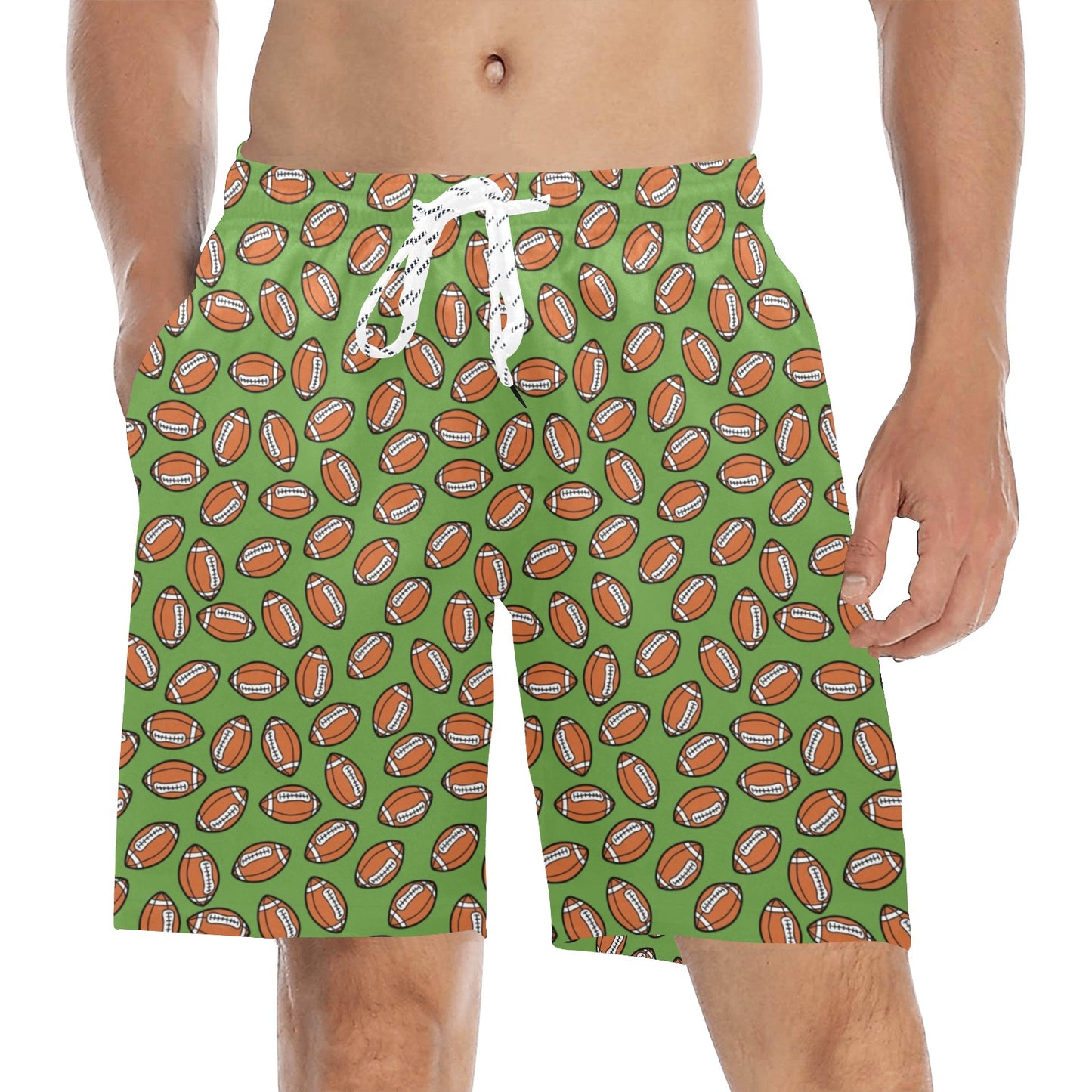 American Football on Green Design Men's Swim Trunks Beach Shorts