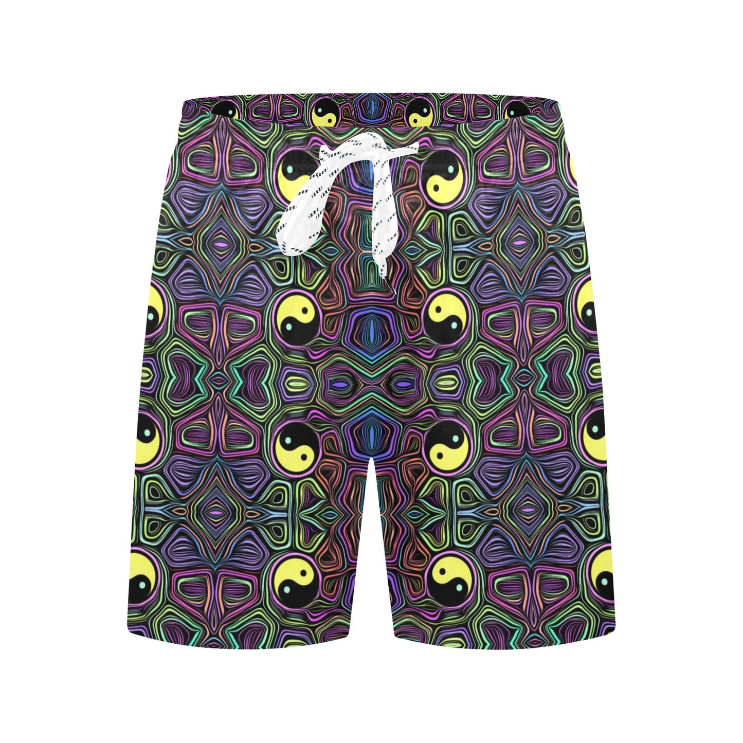 Yin Yang Neon Color Design Print Men's Swim Trunks Beach Shorts