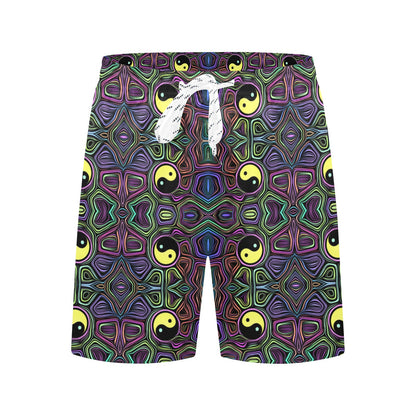 Yin Yang Neon Color Design Print Men's Swim Trunks Beach Shorts
