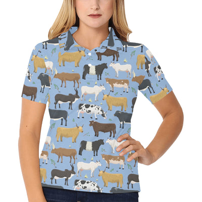 Cattle Pattern Print Design 02 Women's Polo Shirt