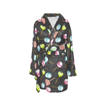 Lollipop Pattern Print Design LL02 Women's Fleece Robe
