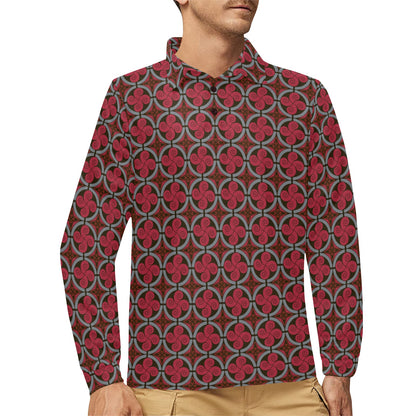 Vikings Print Design LKS301 Long Sleeve Polo Shirt For Men's