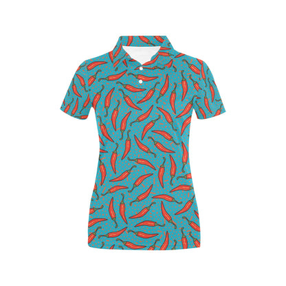 Chilli Pepper Pattern Print Design 05 Women's Polo Shirt