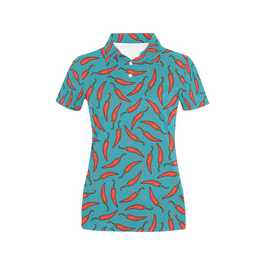 Chilli Pepper Pattern Print Design 05 Women's Polo Shirt