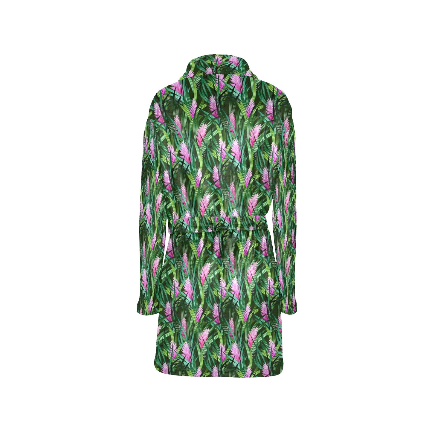 Tropical Folower Pink Heliconia Print Women's Fleece Robe