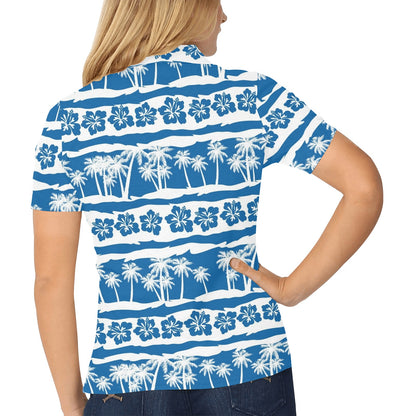 Hawaiian Themed Pattern Print Design H021 Women's Polo Shirt