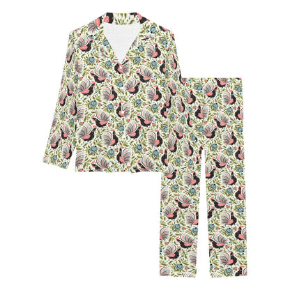 Rooster Print Design Women's Long Pajama Set