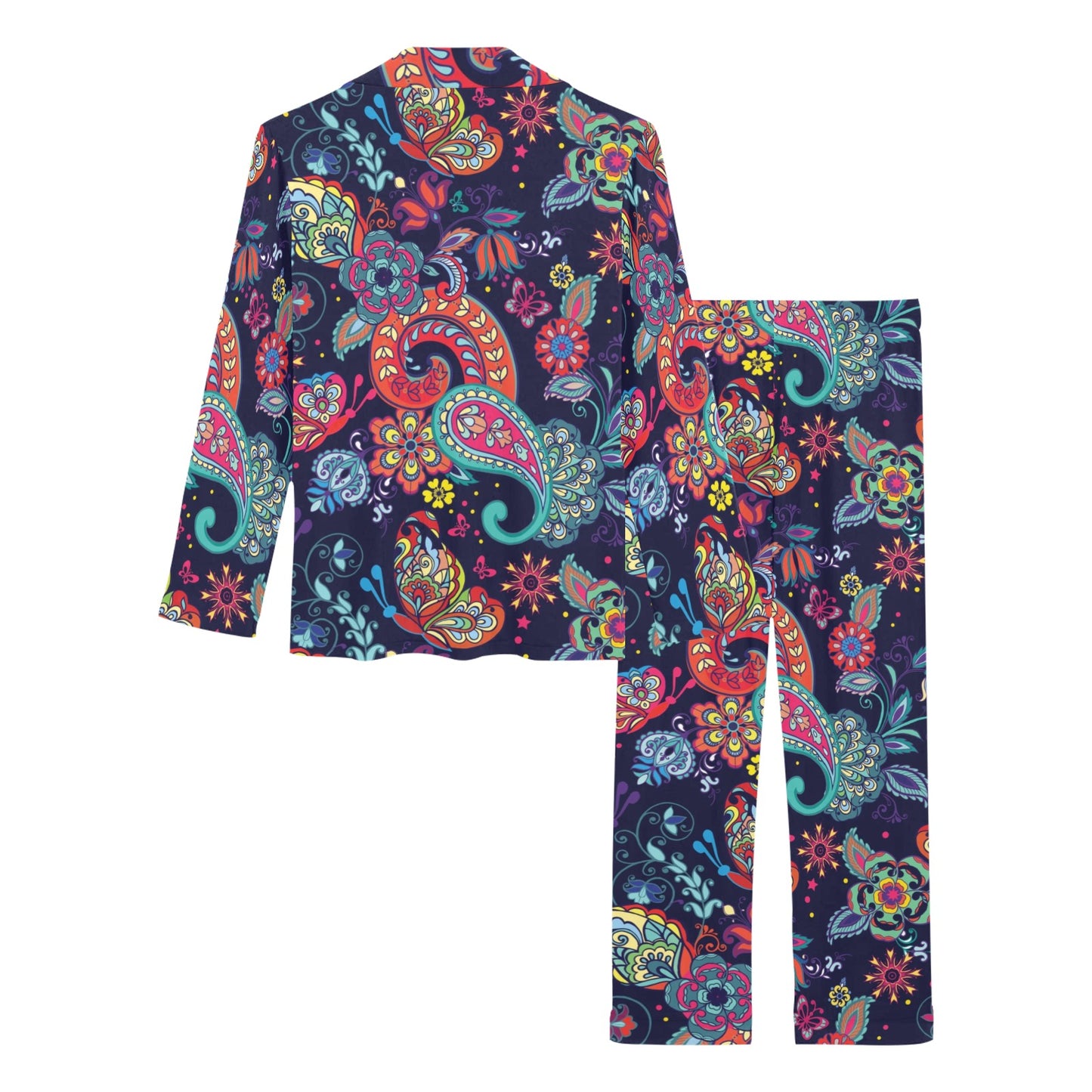 Paisley Boho Pattern Print Design A06 Women's Long Pajama Set