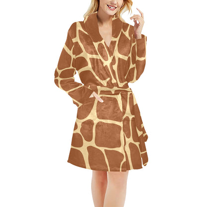Giraffe Texture Print Women's Fleece Robe