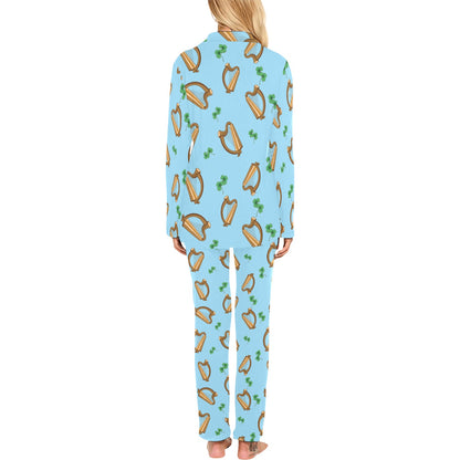 Harp Pattern Print Design 01 Women's Long Pajama Set
