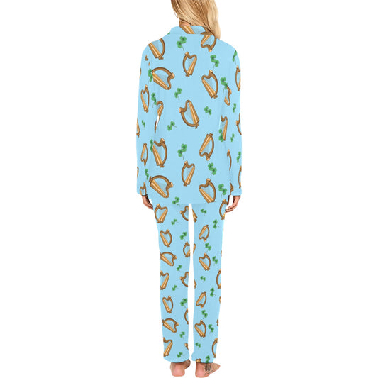 Harp Pattern Print Design 01 Women's Long Pajama Set