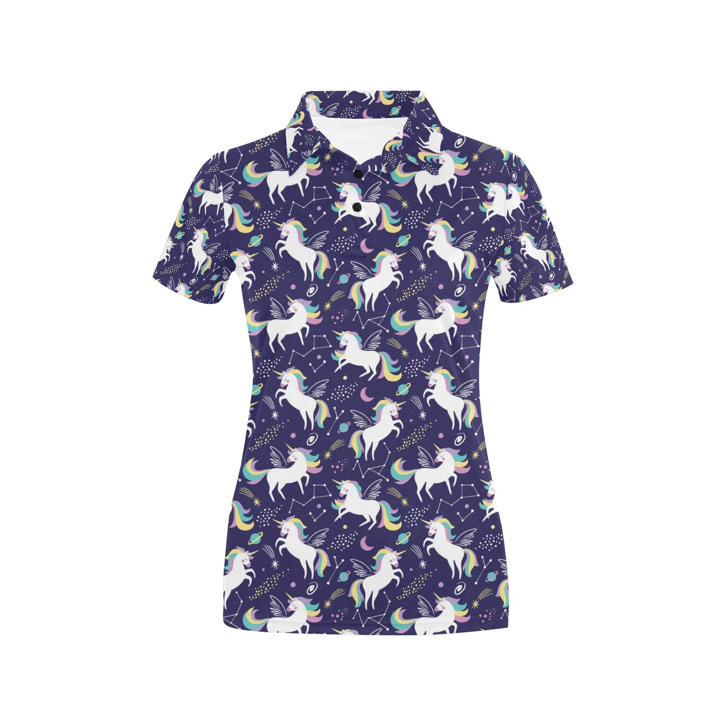 Unicorn Print Design LKS305 Women's Polo Shirt