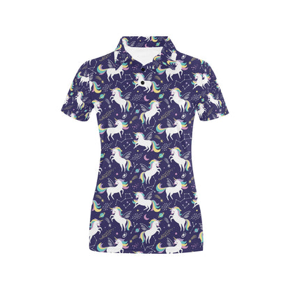 Unicorn Print Design LKS305 Women's Polo Shirt