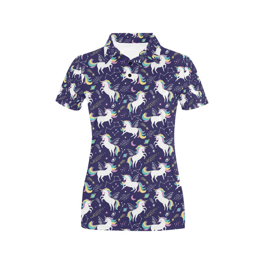 Unicorn Print Design LKS305 Women's Polo Shirt
