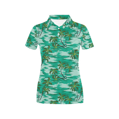 Palm Tree Pattern Print Design A01 Women's Polo Shirt