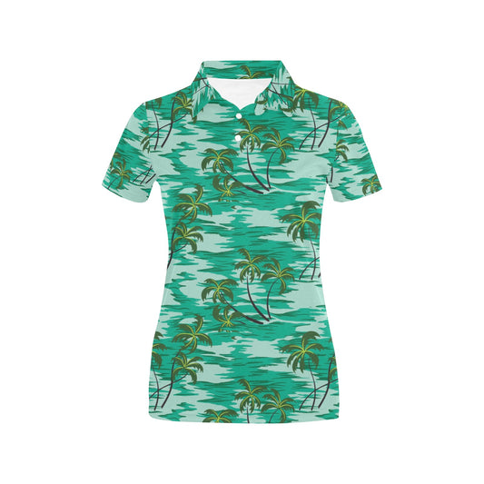 Palm Tree Pattern Print Design A01 Women's Polo Shirt