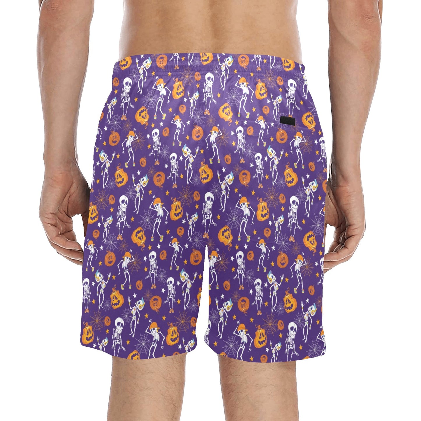 Skeleton Halloween Dance Print Design LKS304 Men's Swim Trunks Beach Shorts