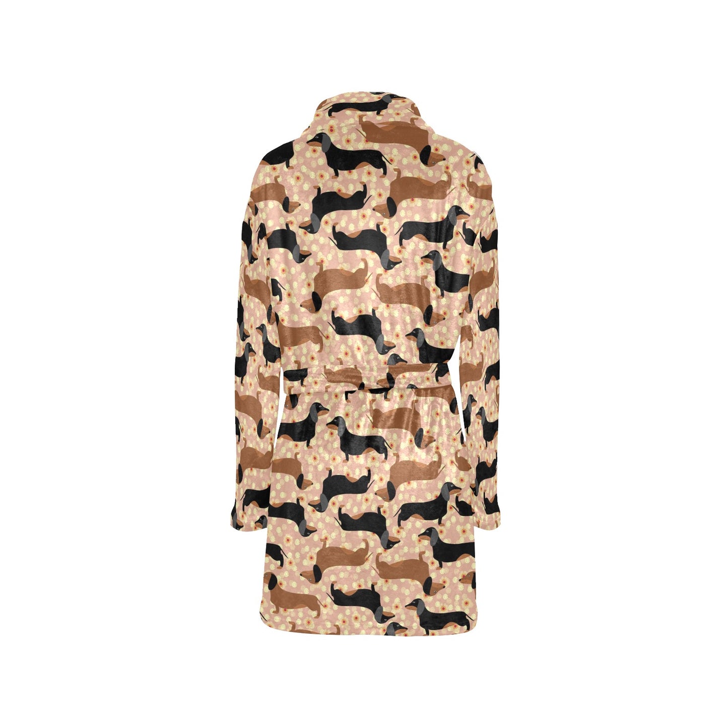 Dachshund Pattern Print Design 011 Women's Fleece Robe
