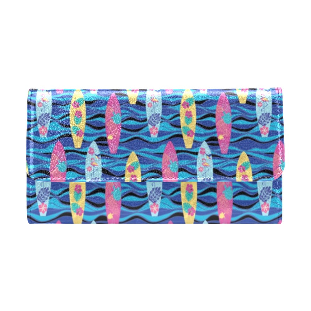 Surfboard Print Design LKS304 Women's Trifold Wallet