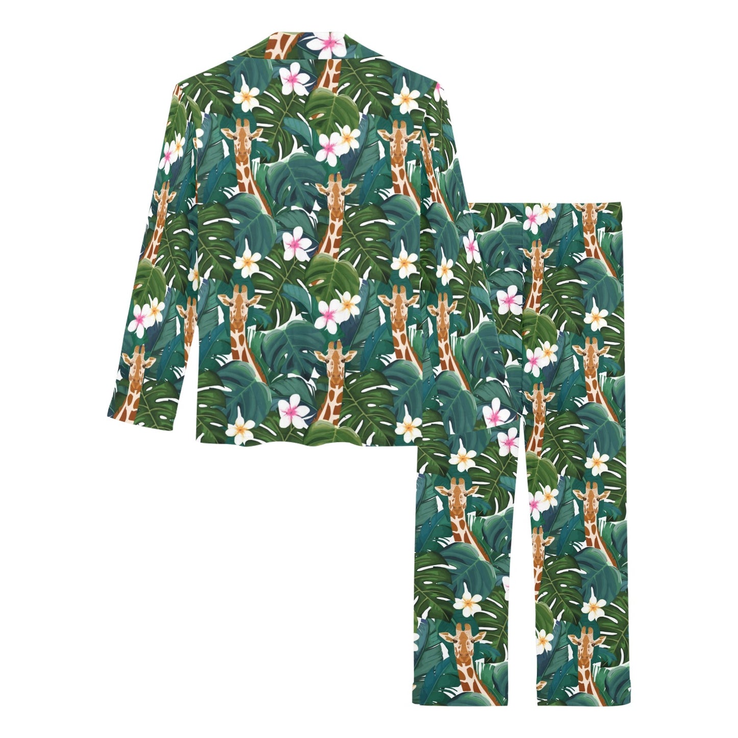Giraffe Jungle Design Print Women's Long Pajama Set
