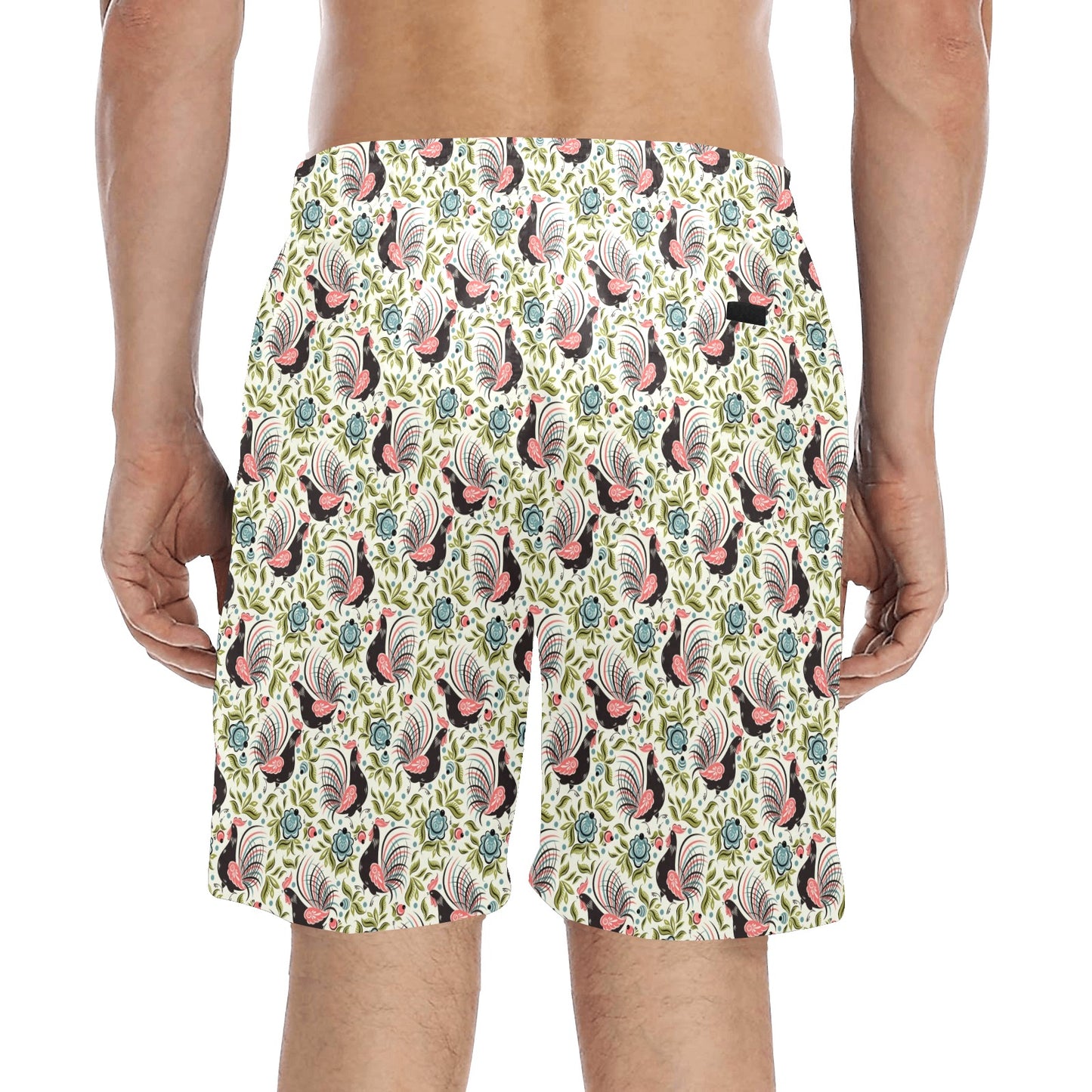Rooster Print Design Men's Swim Trunks Beach Shorts