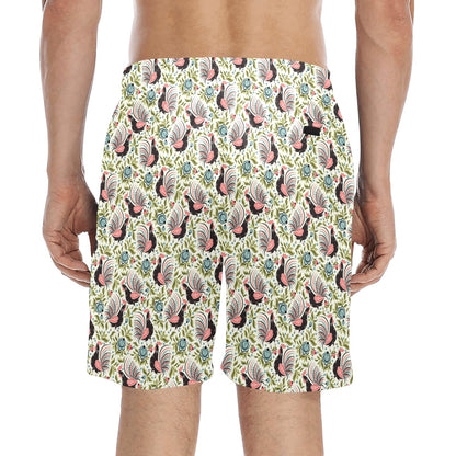 Rooster Print Design Men's Swim Trunks Beach Shorts