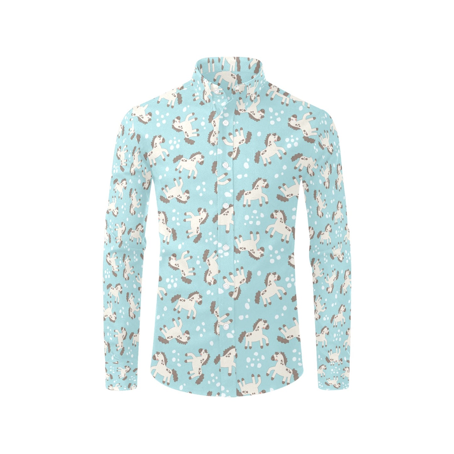 Horse Cute Print Design LKS306 Men's Long Sleeve Dress Shirt