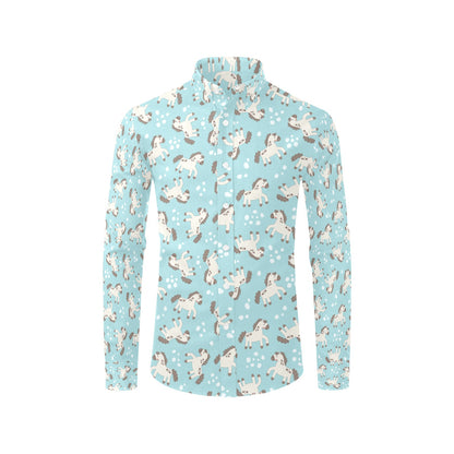Horse Cute Print Design LKS306 Men's Long Sleeve Dress Shirt