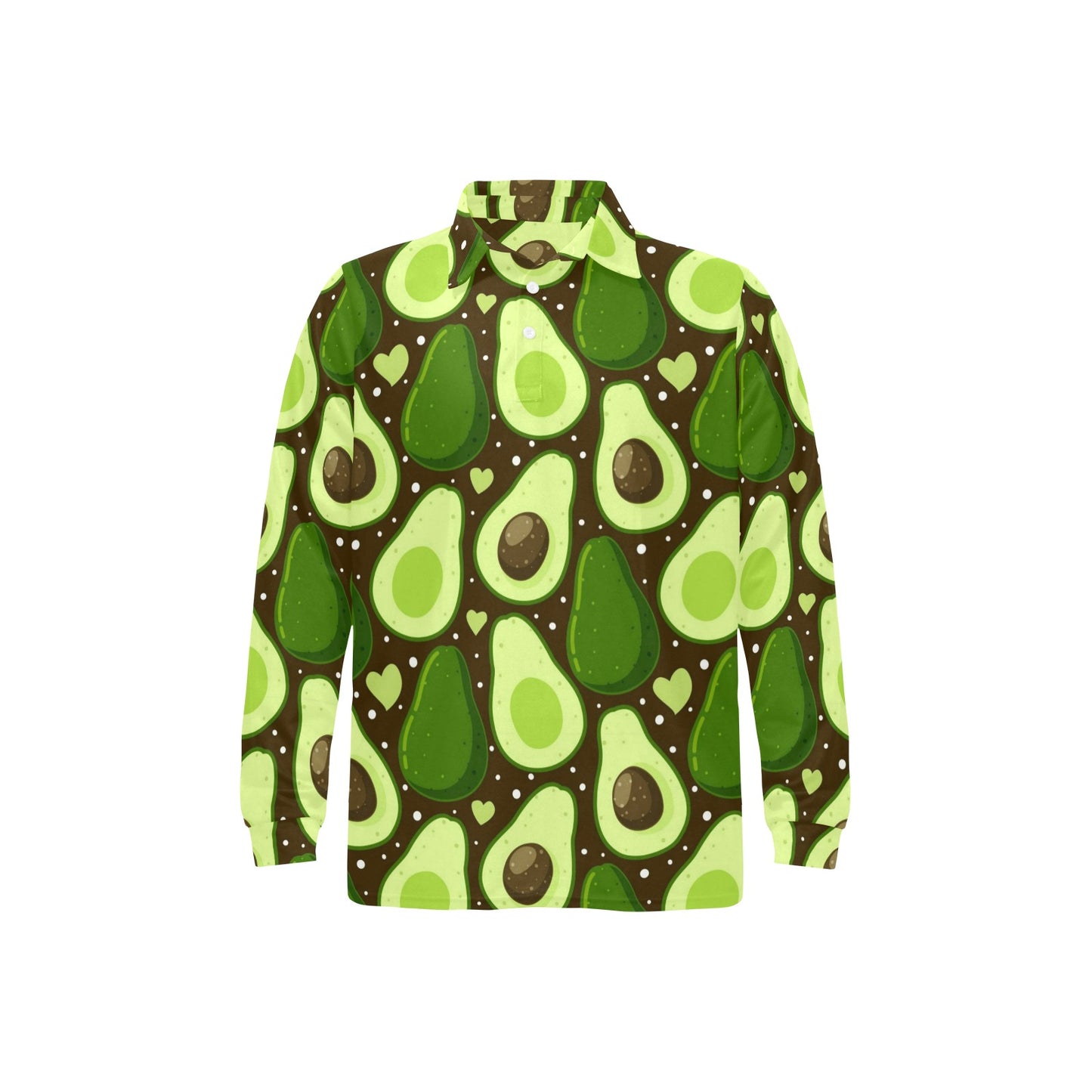 Avocado Pattern Print Design AC04 Long Sleeve Polo Shirt For Men's