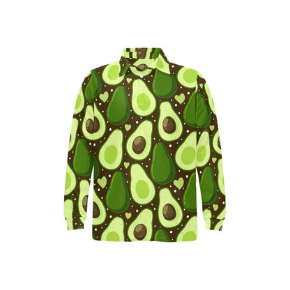 Avocado Pattern Print Design AC04 Long Sleeve Polo Shirt For Men's
