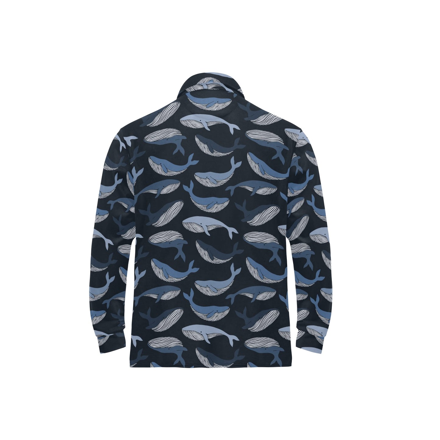 Whale Print Design LKS301 Long Sleeve Polo Shirt For Men's
