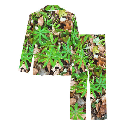 Camouflage Realistic Tree Fresh Print Women's Long Pajama Set