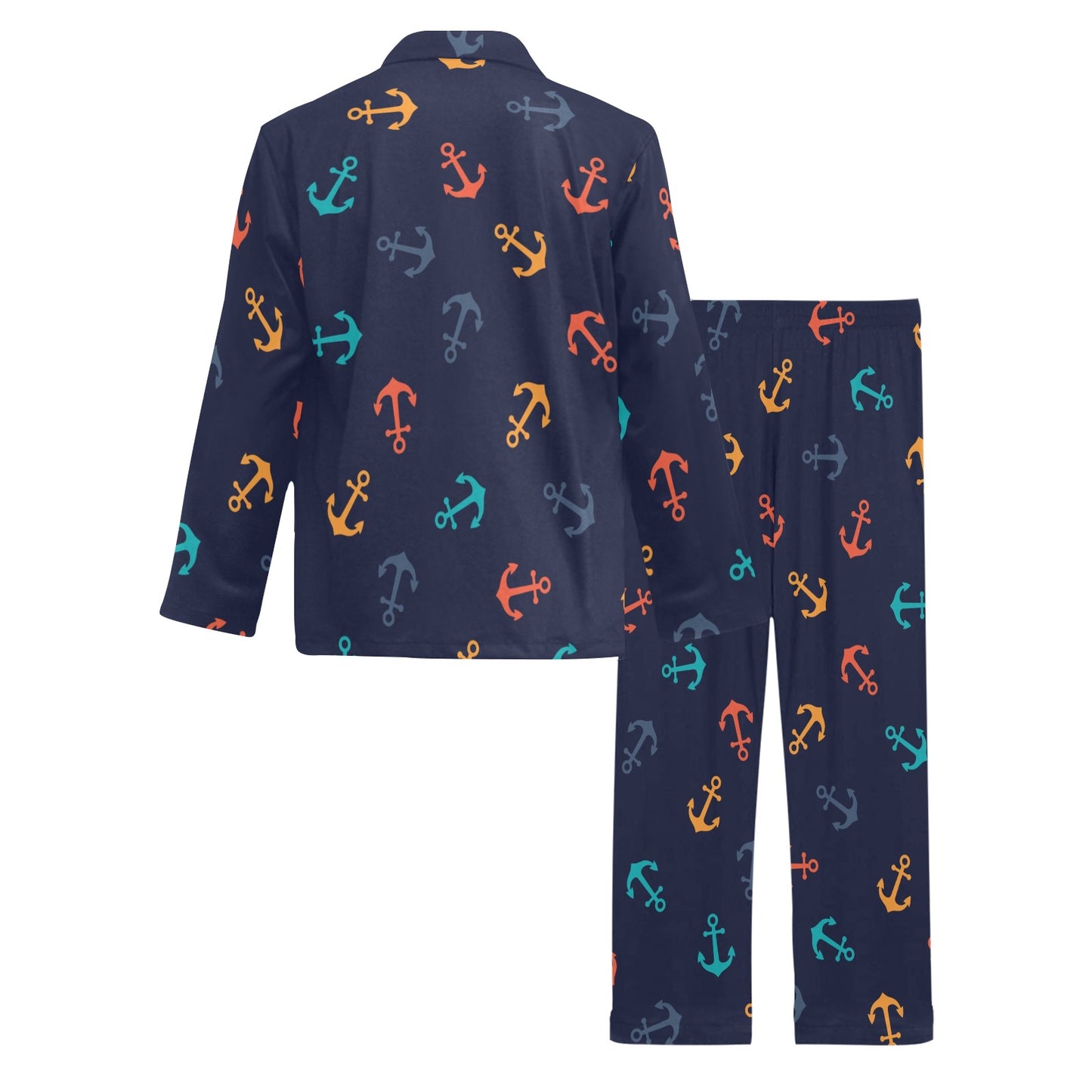 Anchor Pattern Print Design 05 Men's Long Pajama Set