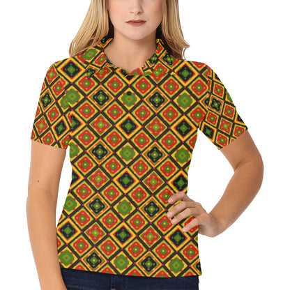 Rasta Reggae Color Pattern Women's Polo Shirt