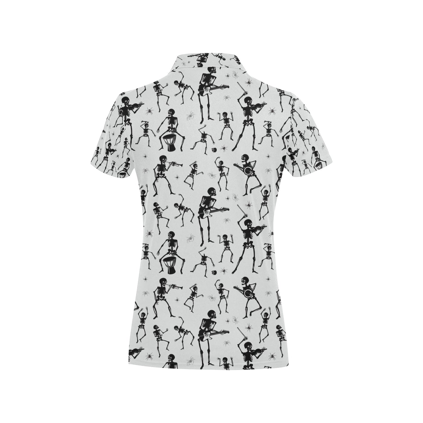Skeleton Music Player Print Design LKS303 Women's Polo Shirt