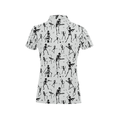 Skeleton Music Player Print Design LKS303 Women's Polo Shirt