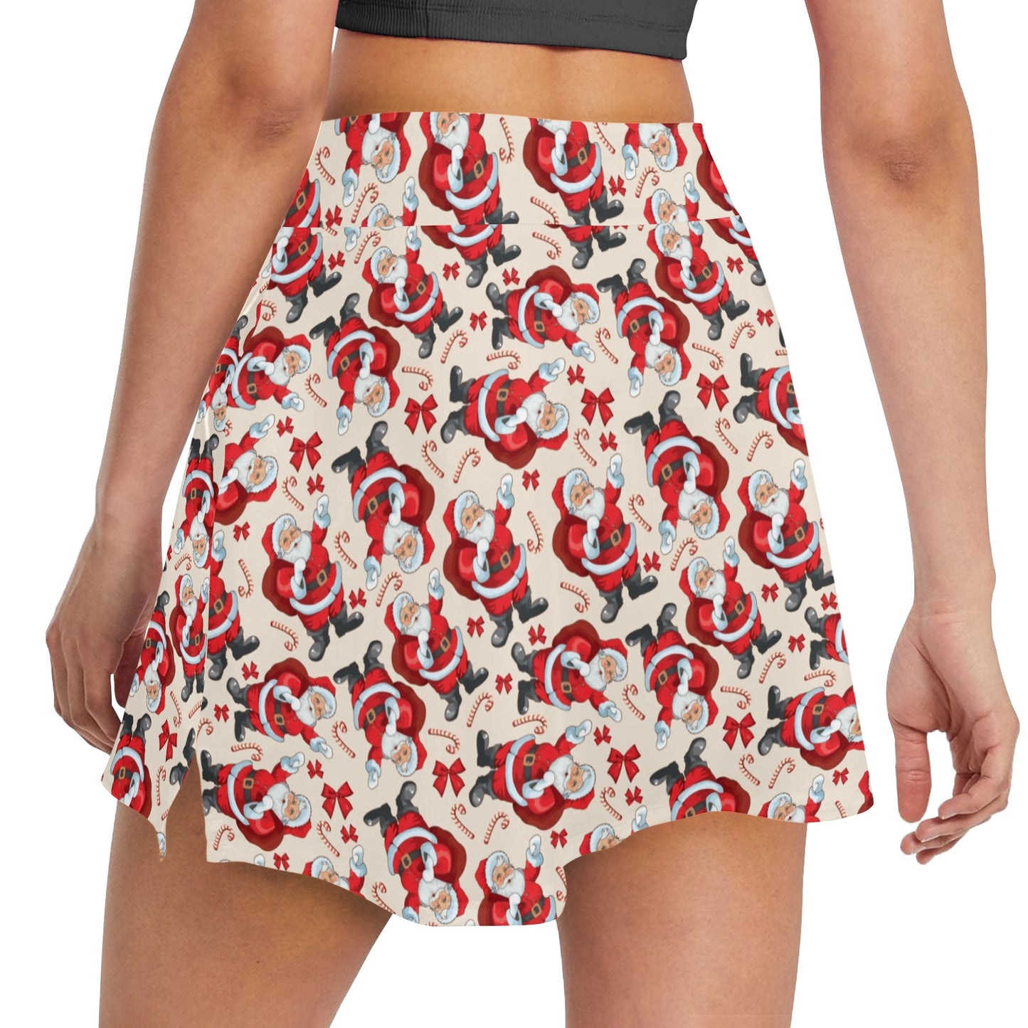 Santa Christmas Themed Print Design LKS302 Women's Golf Skirt with Pocket