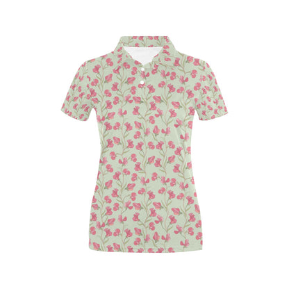 Sweet Pea Print Design LKS301 Women's Polo Shirt