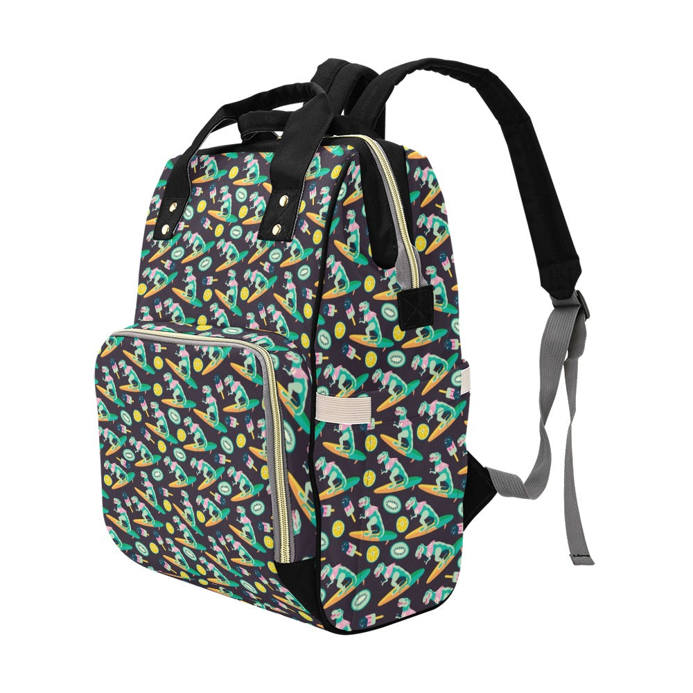 Surfboard T Rex Print Design LKS301 Diaper Bag Backpack