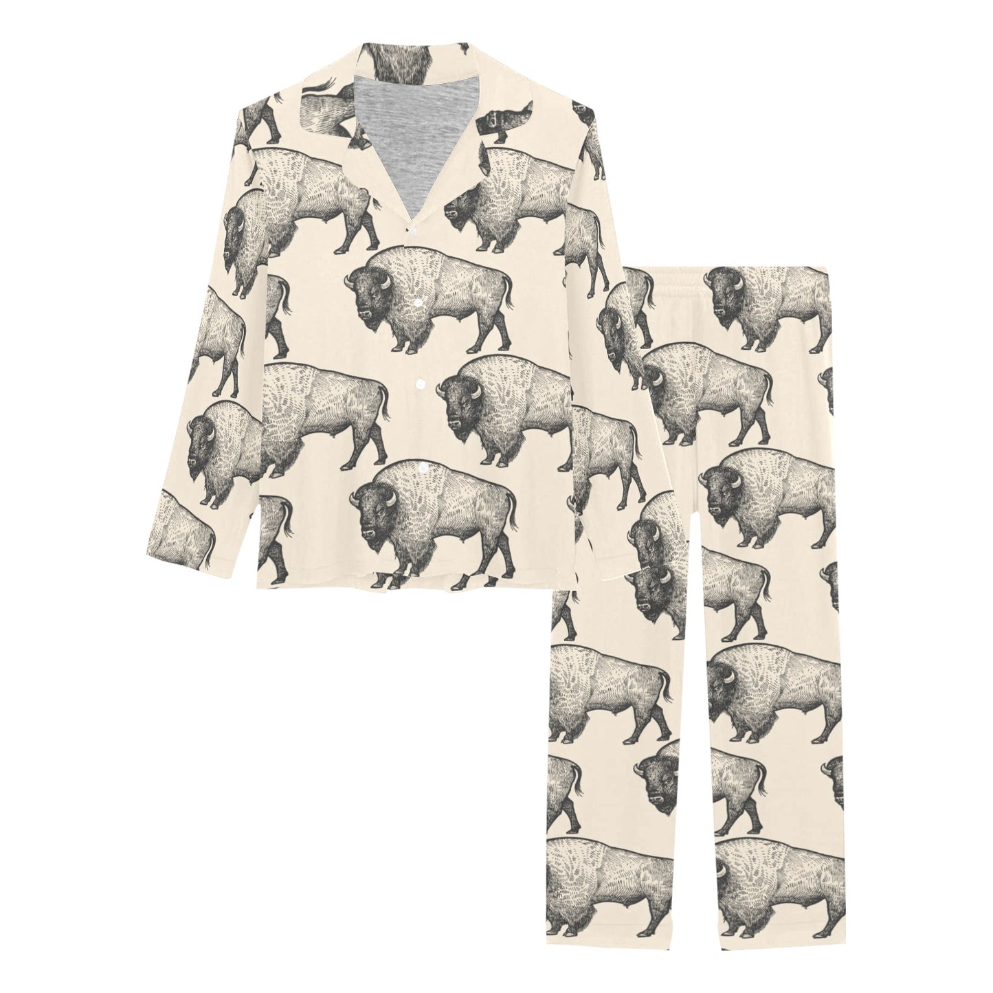 Bison Pattern Print Design 02 Women's Long Pajama Set